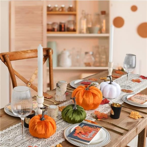 54Pcs Artificial Pumpkins Maple Harvest Fall Decoration - Picture 2 of 7